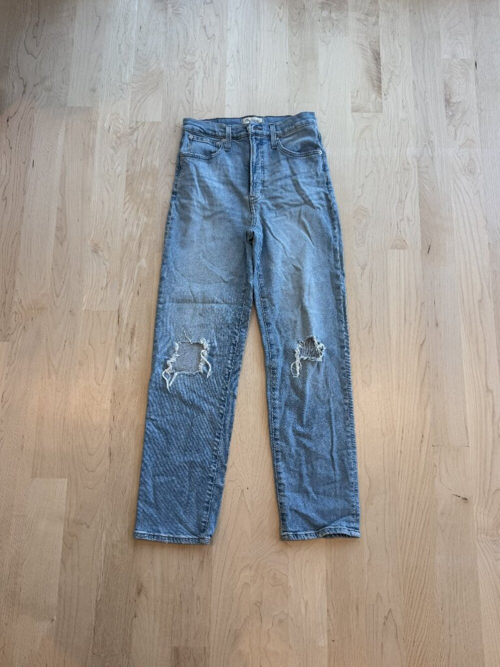 Madewell The Perfect Vintage Straight Jean Light Wash Distressed